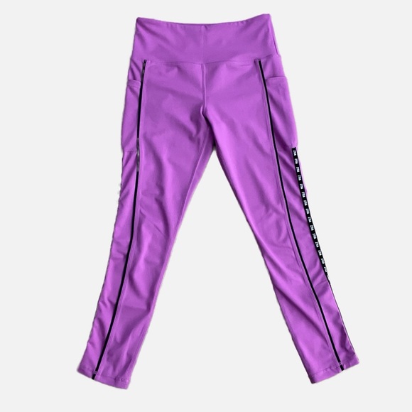 Zyia Active Lilac Pocket Light N Tight Leggings 7/8 24” Piping Logo Size 4 - Picture 3 of 10